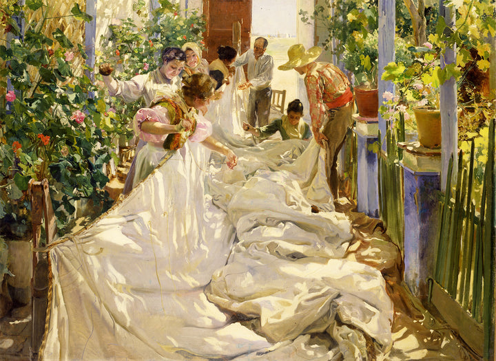 Sewing the Sail - Joaquín Sorolla