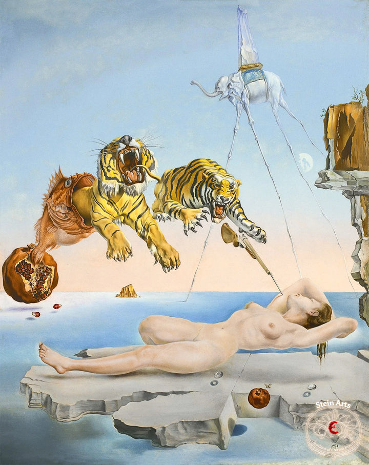Dream Caused by the Flight of a Bee Around a Pomegranate a Second Before Awakening by Salvador Dalí