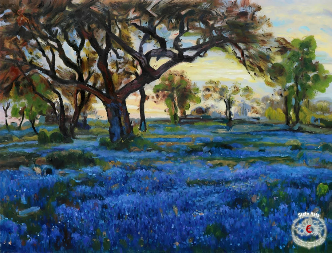 Old Oak and Bluebonnets on the Military Grounds of West Texas, San Antonio by Onderdonk